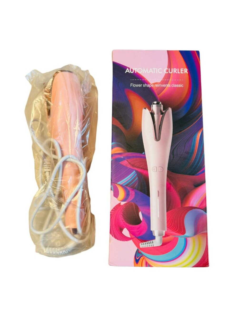 Automatic Rotating Barrel Hair Curler Rose Shape Curling Iron Wand PINK